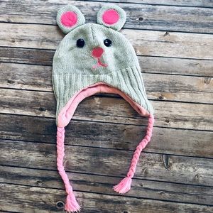 Arizona Jean Company Gray and Pink Kids Bear Hat